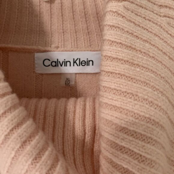 Calvin Klein Sweater Women Size XL Cowl Neck Soft Tunic Blush Pink Ivory NWT - Picture 3 of 9